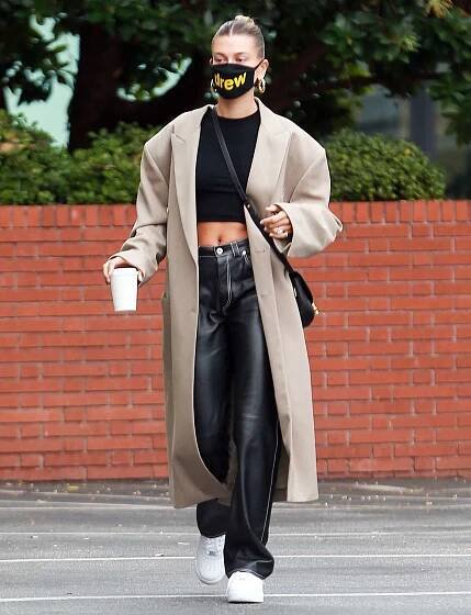 Hailey Bieber stops at blue bottle cafe in Beverly Hills