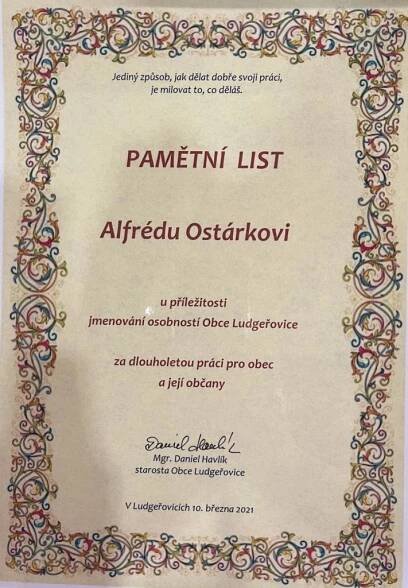 Ocenění osobností obce a 13. zasedání zastupitelstva obce - Oficiální stránky obce Ludgeřovice