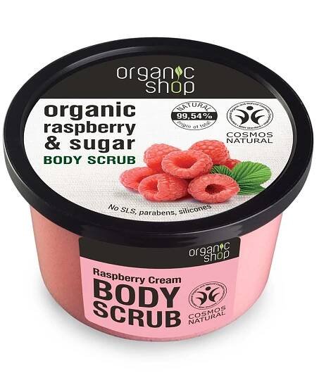 Organic Shop - Malinový krém - Tělový peeling 250 ml
