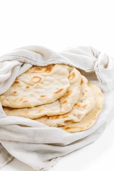 Basket of restaurant style pita bread.