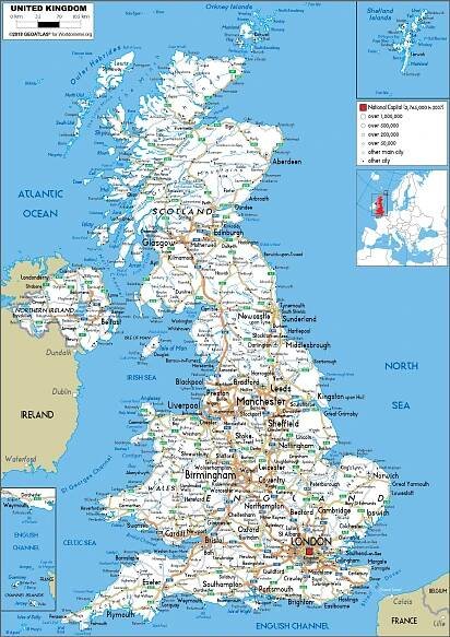 U.K. Map (Road) - Worldometer