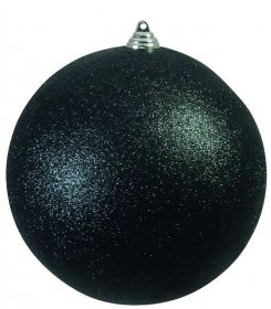 Vánoční ozdoba 20cm, černá koule s glitry