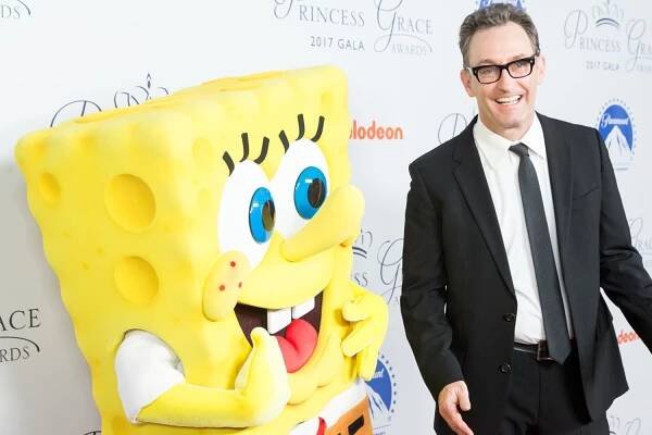 Spongebob Squarepants and Tom Kenny arrive at the 2017 Princess Grace Awards Gala Kick Off Event at Paramount Pictures on October 24, 2017 in Los Angeles, California