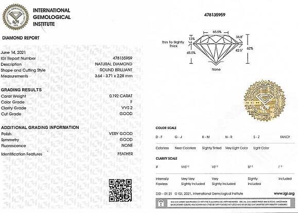 zlaté diamantové náušnice 0.382ct E-F/VVS2 s IGI certifikáty | VVDiamonds