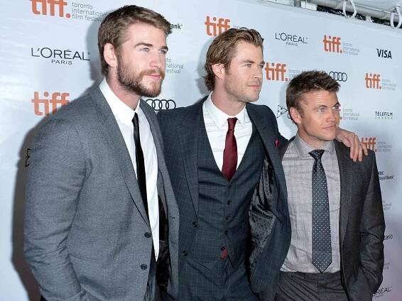 Liam,Chris and Luke Hemsworth attend the "Rush" premiere during the 2013 Toronto International Film Festival
