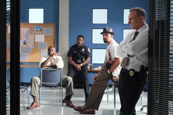 Reno Wilson as Bobby Watt, James Martinez as Angel Batista and Christian Slater as Harry in "Dexter: Original Sin." 