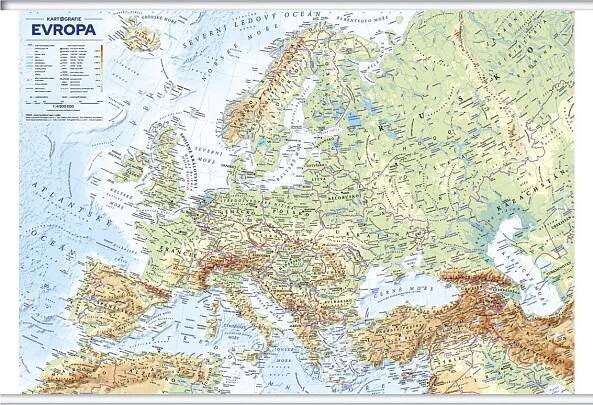 Evropa: Nástěnná obecně zeměpisná mapa 1:4 500 000 - Kartografie Praha (2020, laminovaná mapa) od 495 Kč