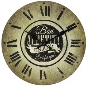 Nástěnné hodiny s římskými číslicemi Bon Appetit – Ø 30*3 cm / 1*AA