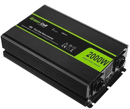 *Green Cell INV11 Měnič napětí z 12V na 230V, 2000W/4000W čistý sinus