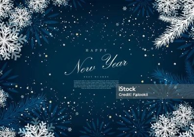 Šťastný nový rok zimní modrý sníh pozadí šablony vektor - Bez autorských poplatků Vánoce vektorové obrázky