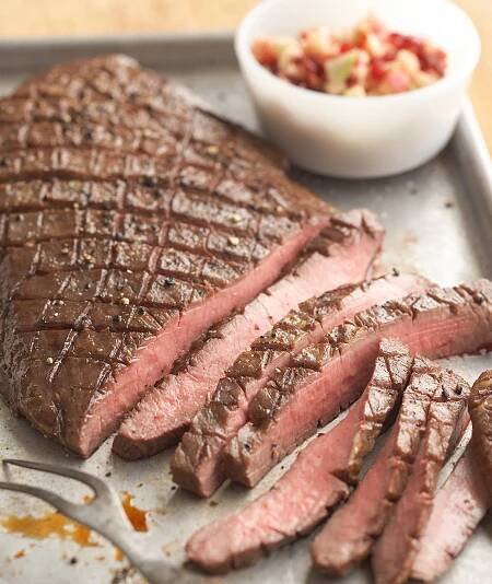 Balsamic Glazed flank Steak with Fall Fruit Salsa