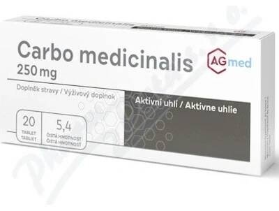 Carbo medicinalis aktivní uhlí 250mg 20 dávek