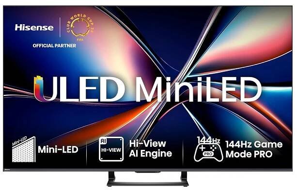 Hisense 55U7Q televizor 55 palců, 4K Mini LED ULED, Smart TV, Hi-View AI Engine, 144Hz Game Mode Pro, FreeSync Premium, za...