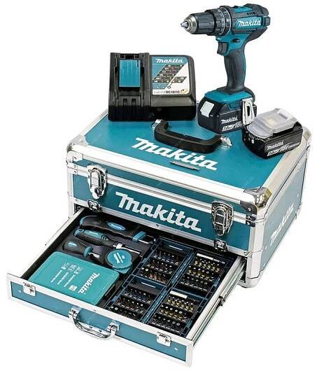 MAKITA DHP482RFX9 Aku příklepový šroubovák (2x3,0Ah/18V) + hliníkový kufr + sada příslušenst