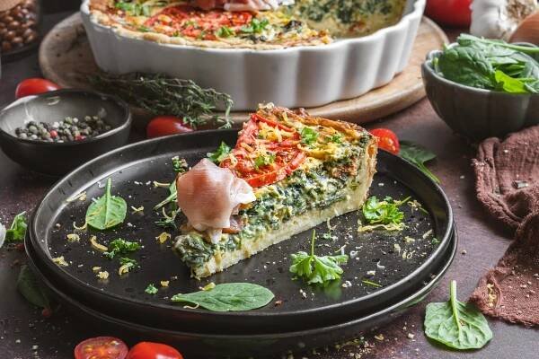 Špenátový kiš s prosciuttom - Quiche