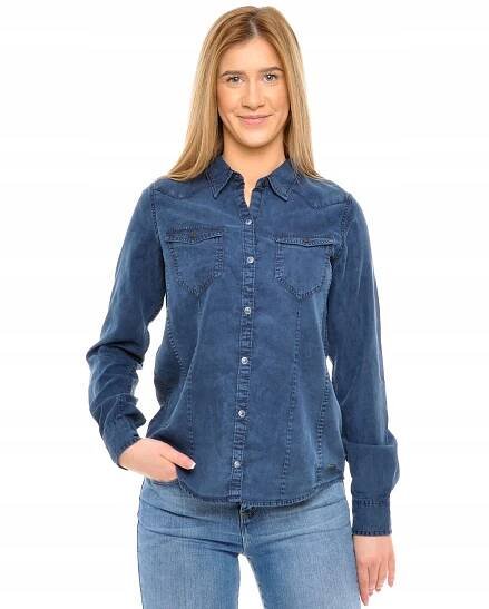 WRANGLER košile navy L/S MARBLED WESTERN _ XS 34
