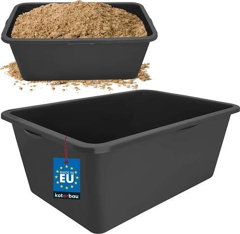 KOTARBAU® Vědro na maltu Vědro na maltu Stavební vědro Obdélníkové černé 80 litrů