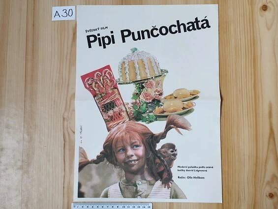 Pipi Punčochatá 1971 filmový plakát A3 pavool A30 - Starožitnosti a umění
