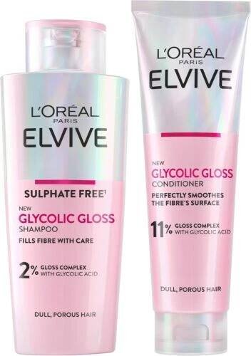 TWIN PACK L'Oreal Elvive Glycolic Gloss shampoo AND conditioner. FULL SIZE UK!!!