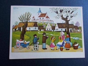 Umělecká pohlednice Josef Lada malíř Jaro Velikonoce Odeon - Sběratelství