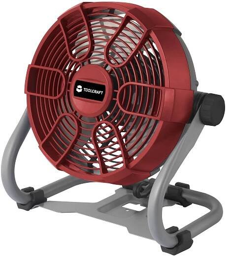 TOOLCRAFT TAWB-200 Akumulátorový ventilátor 26 W (Ø x v) 275 mm x 350 mm červená, šedá, černá stavová LED, možné napájen