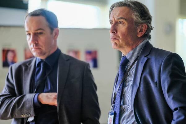Steve Coogan (right) stars as dogged investigator Clive Driscoll in "Conviction: The Case of Stephen Lawrence" on Acorn TV.
