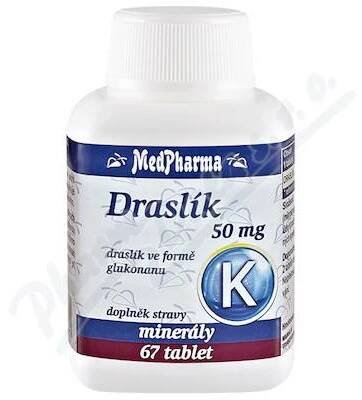 Draslík 50 mg ve formě glukonanu draselného 67 tablet