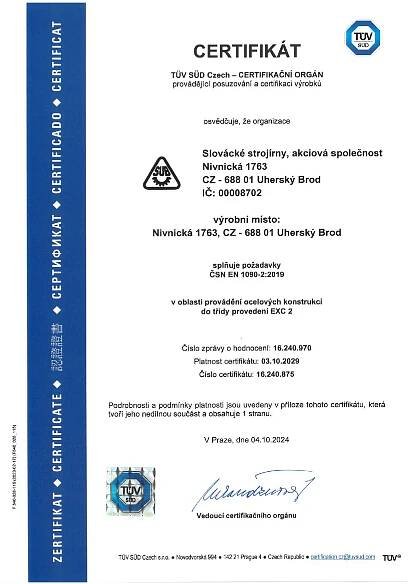 Certifikace - Slovácké strojírny, a.s.