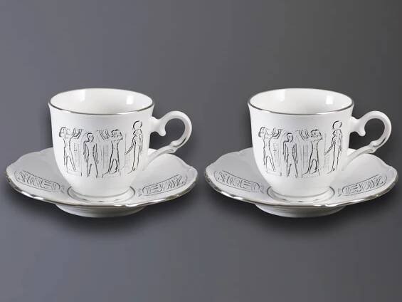 DUO Ofélie (Egypt - reliéf) platina | Ofélie | VIVA PORCELÁN - PORCELÁNOVÁ MANUFAKTURA