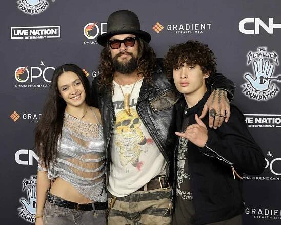 Lola Iolani Momoa, Jason Momoa and Nakoa-Wolf Manakauapo Namakaeha Momoa attend Metallica's All Within My Hands Foundation Presented by the Helping Hands Concert And Auction 2024 at YouTube Theater on December 13, 2024 in Inglewood, California. 