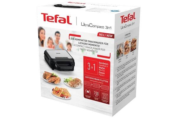 Sendvičovač Tefal UltraCompact 3v1 SW383D10 Nerezový/Černý