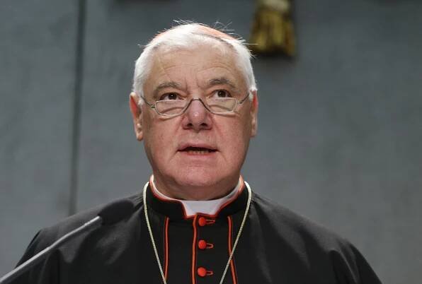 Cardinal Gerhard Müller, prefect of the Congregation for the Doctrine of the Faith, speaks at a Vatican news conference. Cardinal Müller said that while the Catholic Church continues to prefer burial in the ground, it accepts cremation as an option, but forbids the scattering of ashes or keeping cremated remains at home