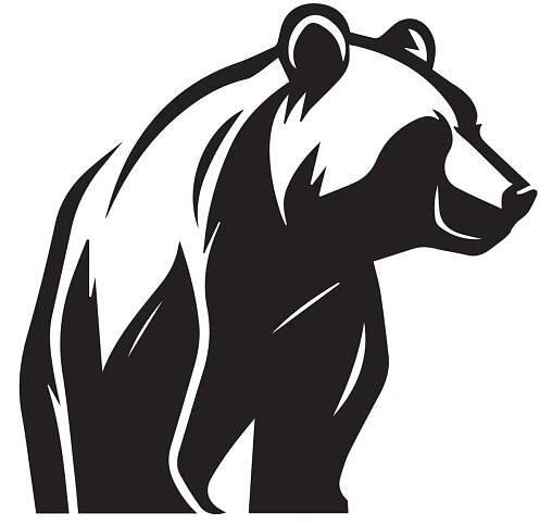 Bear icon logo. Minimal modern black and white vector illustration