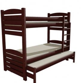 Patrová postel s výsuvnou přistýlkou PPV 022 borovice masiv 80 x 180 cm ořech