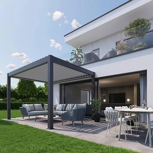 Biohort Pergola 3,5 x 3,5 křemenově šedá 367,5 x 367,5 cm