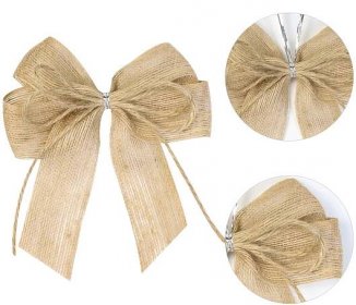 Lude - Jutové mašle s drátěnou kroucenou kravatou Vánoční přizpůsobená velikost Přijměte nový design Mašle ze stuhy z přírodní