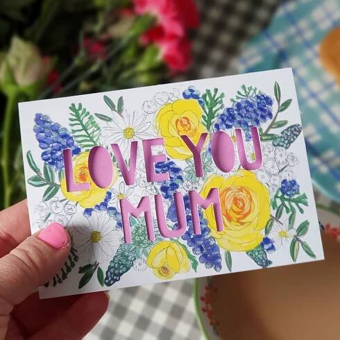 Love You Mum Paper cut Card