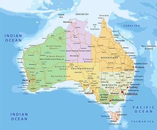 Základní mapa Austrálie