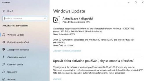 Bezpečnostní aktualizace pro Windows 10