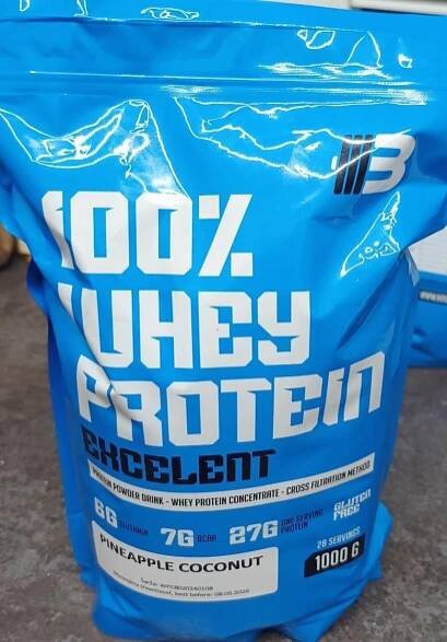 100% whey protein excelent pineapple coconut body nutrition