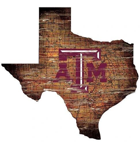 Texas A&M Aggies 23.5" x 23.5" Distressed State with Logo Sign