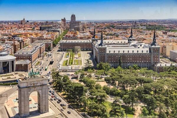 panoramatický výhled na madrid z majáku moncloa - madrid - stock snímky, obrázky a fotky