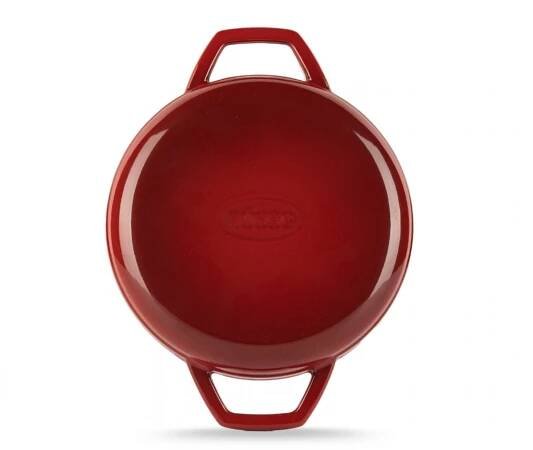Smaltovaná litinová pánev se dvěma úchyty Hosse, Rubin, Ф22cm | Plochá litinová pánev