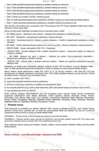 ČSN EN 1176-7 (940515) - Zařízení a povrch dětského hřiště - Část 7: Pokyny pro instalaci, kontrolu, údržbu a provoz - listopad