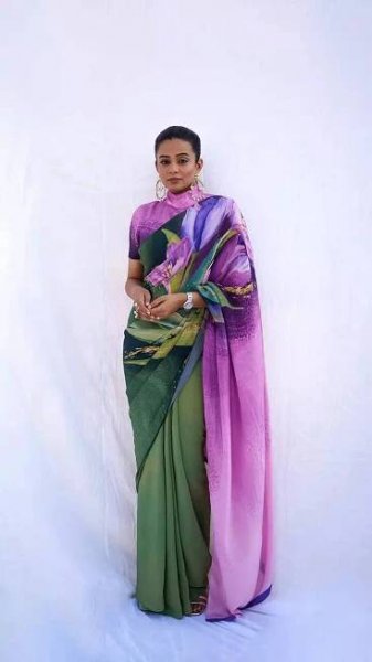 Priyamani shows how to style a saree with a burst of colors
