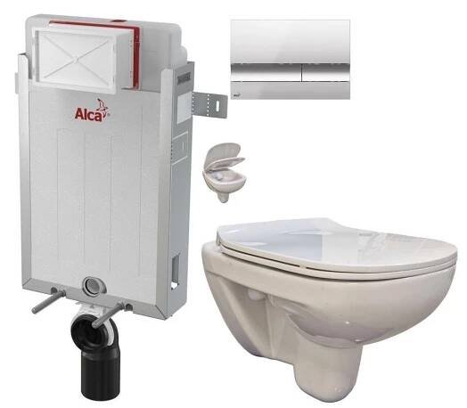 ALCA Renovmodul - předstěnový instalační systém s chromovým tlačítkem M1721 + WC bez oplachového kruhu Edge + SEDÁTKO AM115/1000 M1721 EG1