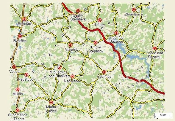 Cyklotrasy, cyklostezky a cyklomapy : Vlašimsko