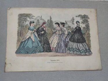 Biedermeier - Móda ženy 1863 - kolorovaná litografie, gr - Knihy
