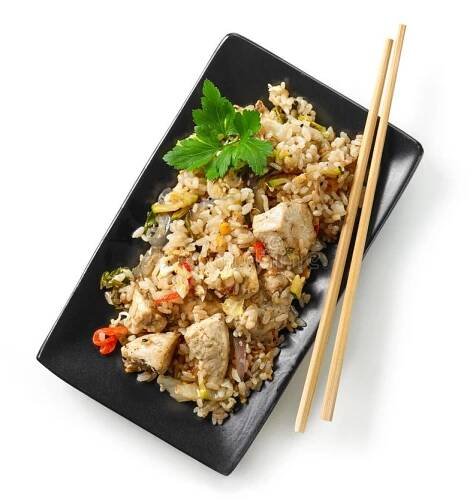 Plate of asian food stock photo. Image of gourmet, chicken - 134641188