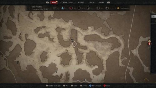 A map of the Dry Steppes in Sanctuary showing the 11th Altar of Lilith in Diablo 4